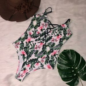 Tropical print swimwear